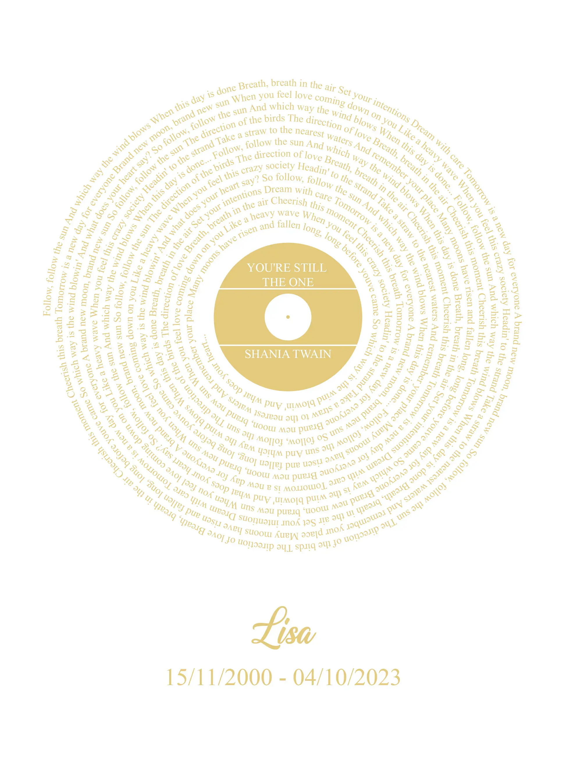 Custom Songtext Printable File - The Ink